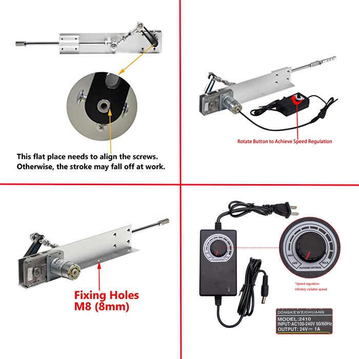 N/P DIY Reciprocating Linear Actuator Stroke 2cm-8cm Adjustable Telescopic Motor with Speed Controller 24V 120RPM