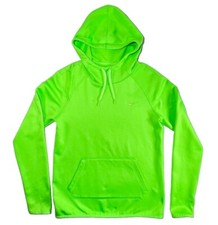 Nike Therma-Fit Hoodie Pullover Womens XS Neon Green Kangaroo Pocket Thumb Holes