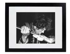 Rock Musician Jimi Hendrix Plays Guitar w Tongue Matted & Framed 11x14 Photo