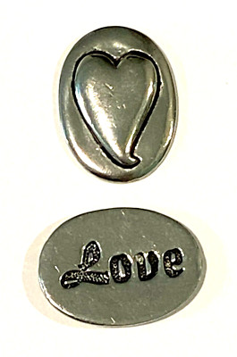Basic Spirit Canada Handcrafted Oval Pewter Token Charm w/Raised HEART ...