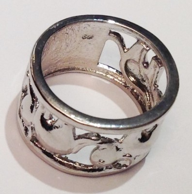 Alliance Large En Argent 925 - Motif éléphant - Taille 54 - Occasion Très Bon état
