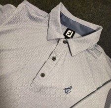 FootJoy Golf Polo Men's XL FJ Blue Geometric All Over Print W Bird Logo