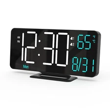 Digital Clock for Bedroom 6.7in Small Digital Alarm Clock Black Dimming 12/24...