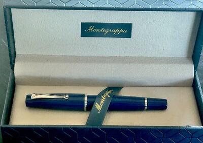Montegrappa MONTE GRAPPA (rare) 14K EF nib NavyBlue resin, Stainless trim. $249.