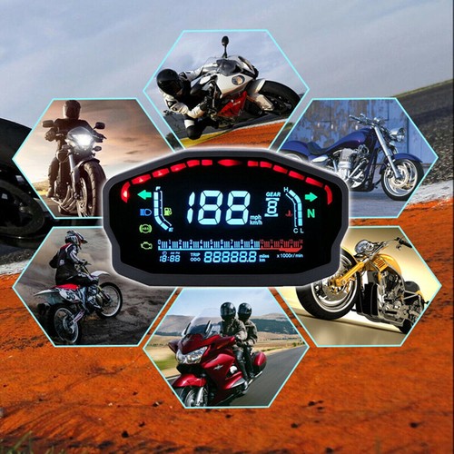 Tachometer Cafe Racer LCD Digital Motorcycle Speedometer Moto Odometer Km/h MPH - Picture 7 of 11