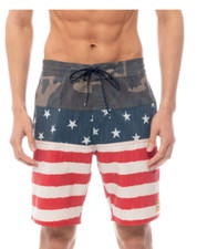 NEW BILLABONG swim board shorts TRiBONG camo flag mid length sz 38