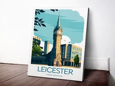 United Kingdom, Leicester 40x50cm Stretched Travel Canvas Wall Art Print