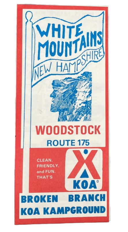 Vintage 70s NH Flyer - Old Man of the Mountain - Broken Branch KOA Kampground 