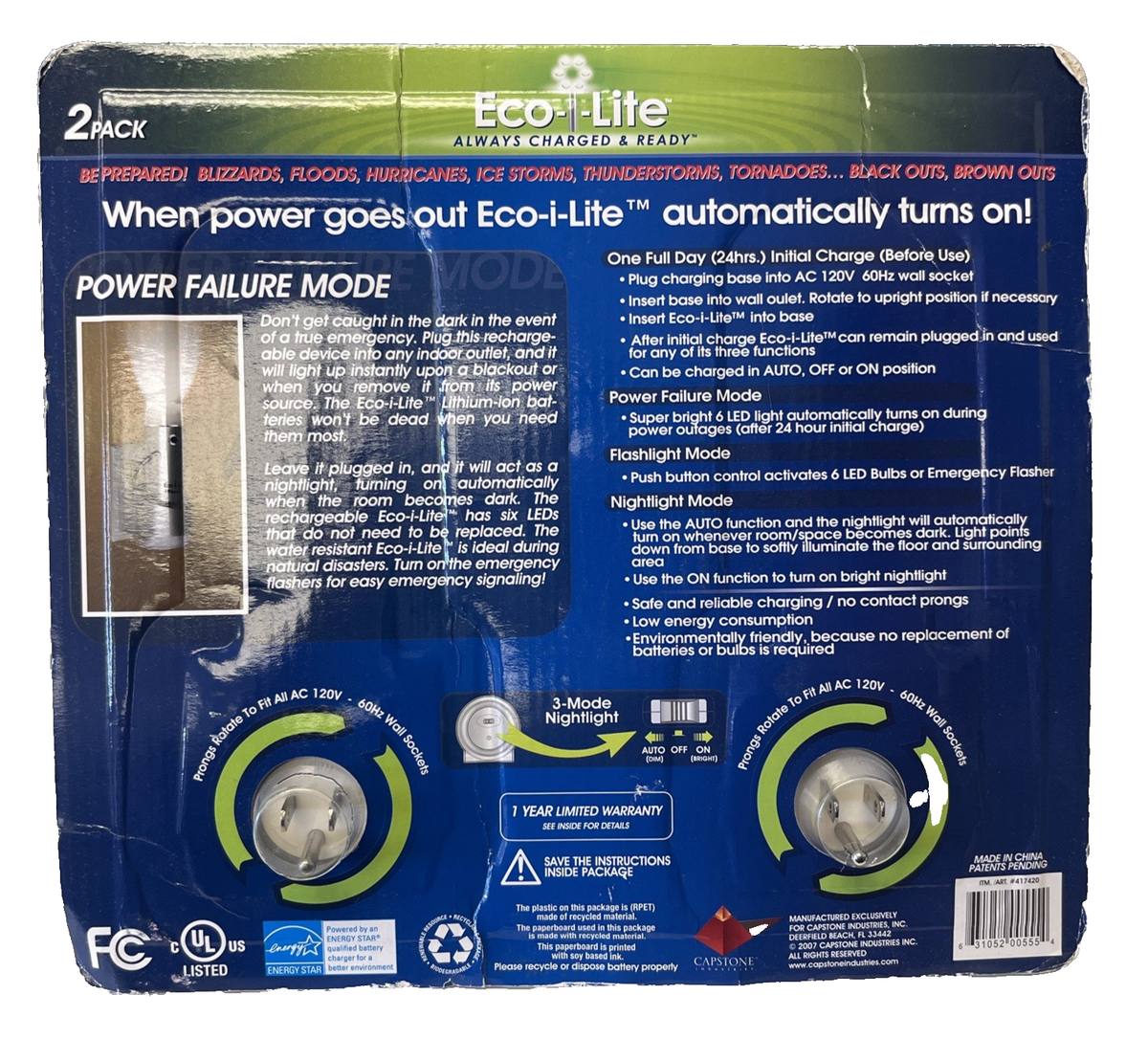 Eco-i-Lite Multi-Function Power Failure/FlashLight 2 Pack - 417420