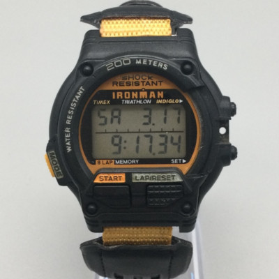 Vintage Timex Ironman Watch Men 42mm 8 Lap Orange Black