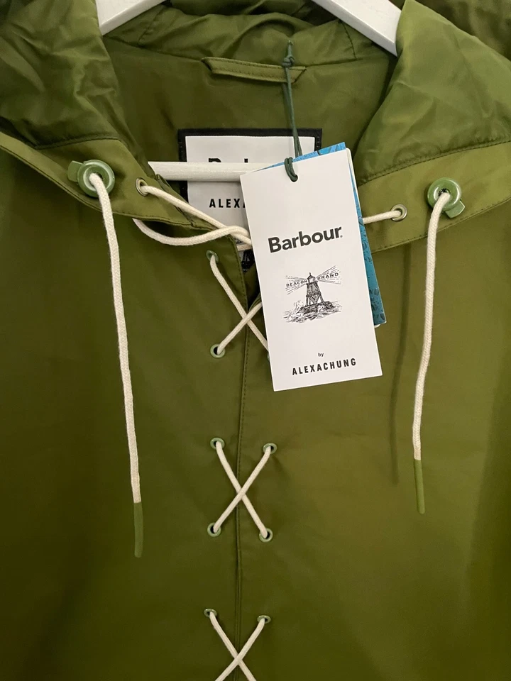 Barbour x Alexa Chung Green Waterproof Pip Hooded Jacket Coat UK 10 EU 36 US 6 - Image 3 of 4