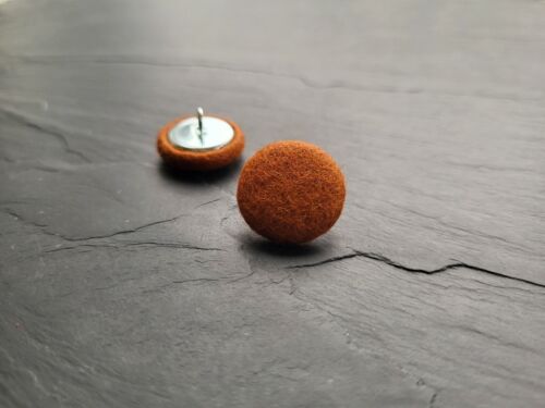 Orange & Brown Colours 100% Wool Felt Covered Buttons in 14, 19, 23, 25 or 31mm - Picture 16 of 17