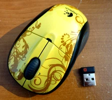 Logitech M305 Wireless Optical Mouse + Unify Receiver Gold Tendrils - EXC COND