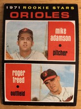 1971 Topps Orioles Rookie Stars Mike Adamson & Roger Freed Card #362 Low-Grade. rookie card picture
