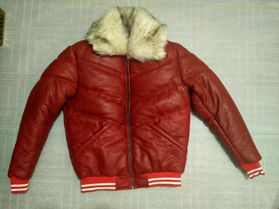 red leather jacket fur collar