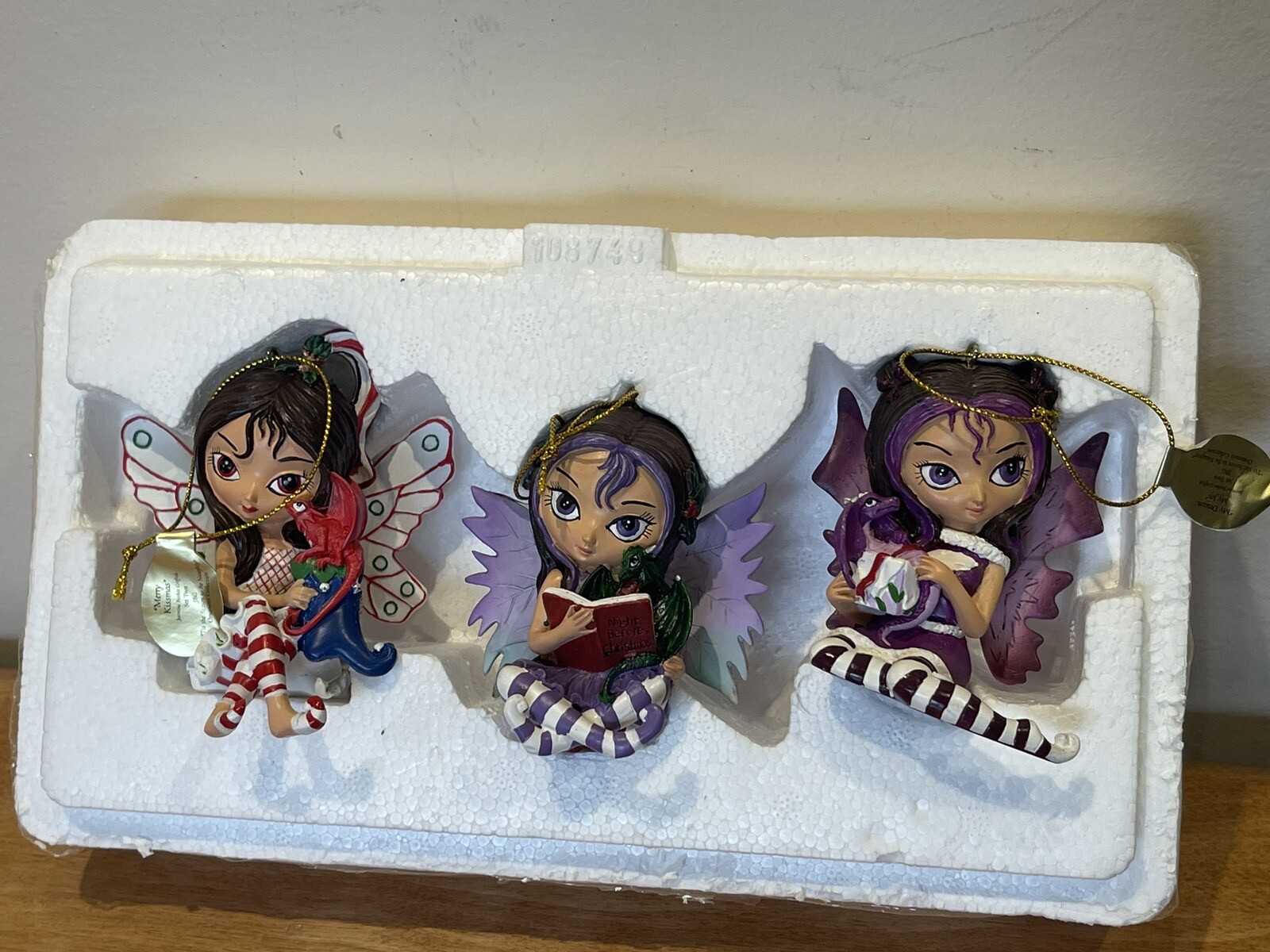 3 Jasmine Becket Griffith Fairy Ornaments Xmas Dragon Dreams, Bradford