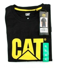 CATERPILLAR Size XL Black with CAT Logo S/S Relaxed Fit Cotton Crew Men T-shirt
