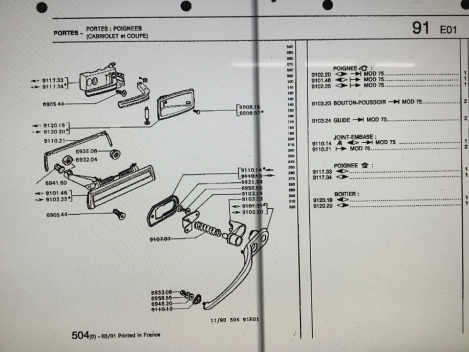 PEUGEOT 504 cupê cabriolet 1975> alça direita da porta 910225 - Imagem 4 de 4