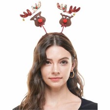 Rudolf Reindeer Headband Holiday Festive Headdress Christmas Red Nose Reindeer