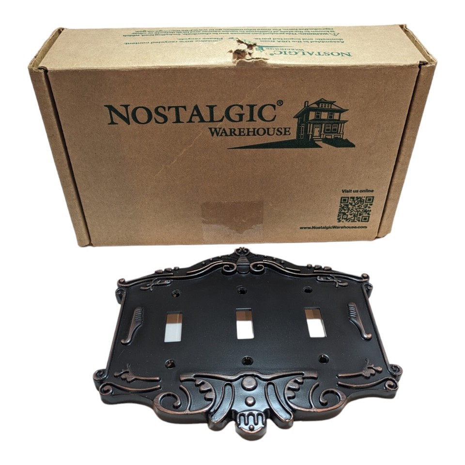 Nostalgic Warehouse Victorian Switch Plate with Triple Toggle in