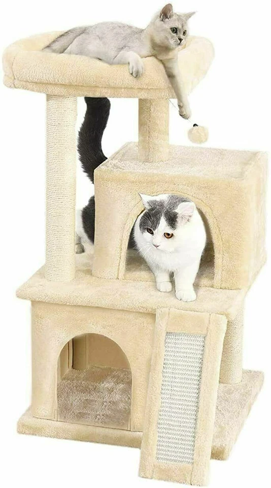 33'' Multi-Level Activity Cat Tower Cat Tree with Sisal Posts for Adult Cats USA - Image 4 of 4