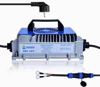 DCHOUSE 48V 18A Batterie Ladegerät für LiFePO4 Lithium Batterie Auto Motorrad Golf Cart