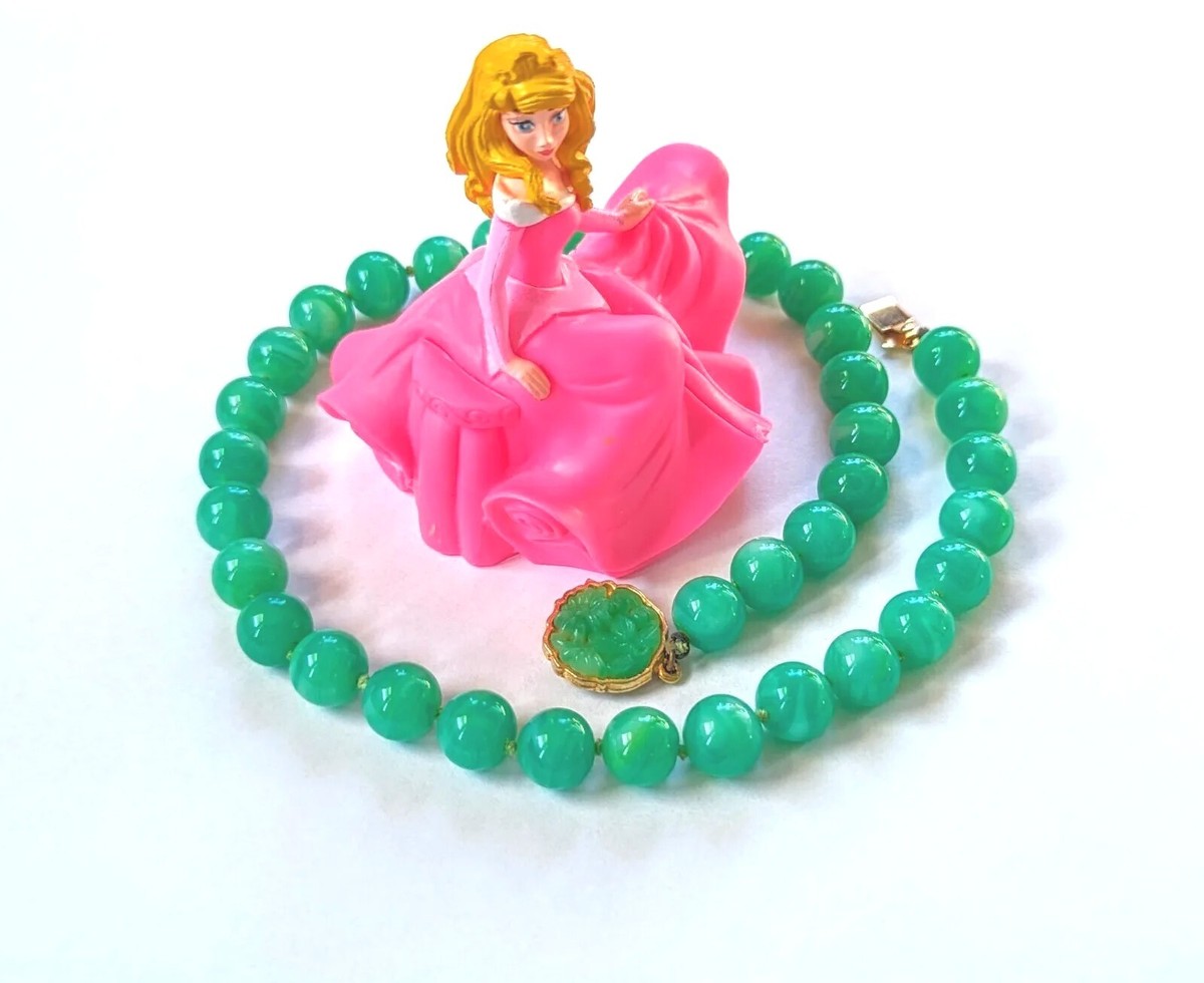 Vintage JOSEPH MAZER Unsigned Peking GLASS Jade Molded Floral