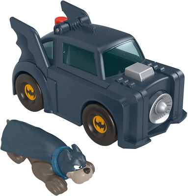 Fisher-Price DC Super Pets HGL19-DC League of Super-Pets Ace Figur und Batmobile