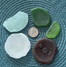 Genuine Sea Glass Bottle Bottoms 5 Piece Lot Authentic Beach Glass Free Shipping