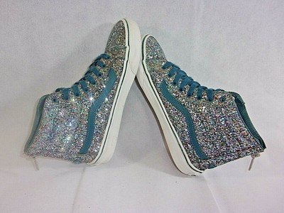 teal glitter vans