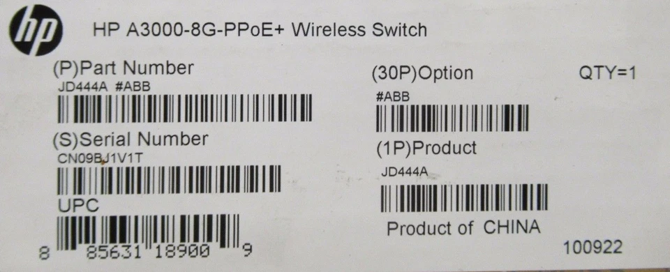 New HP A3000-8G-PPOE+ Wireless Switch 8x Ports 10/100/1000 JD444A WX3000 Series  - Image 4 of 4