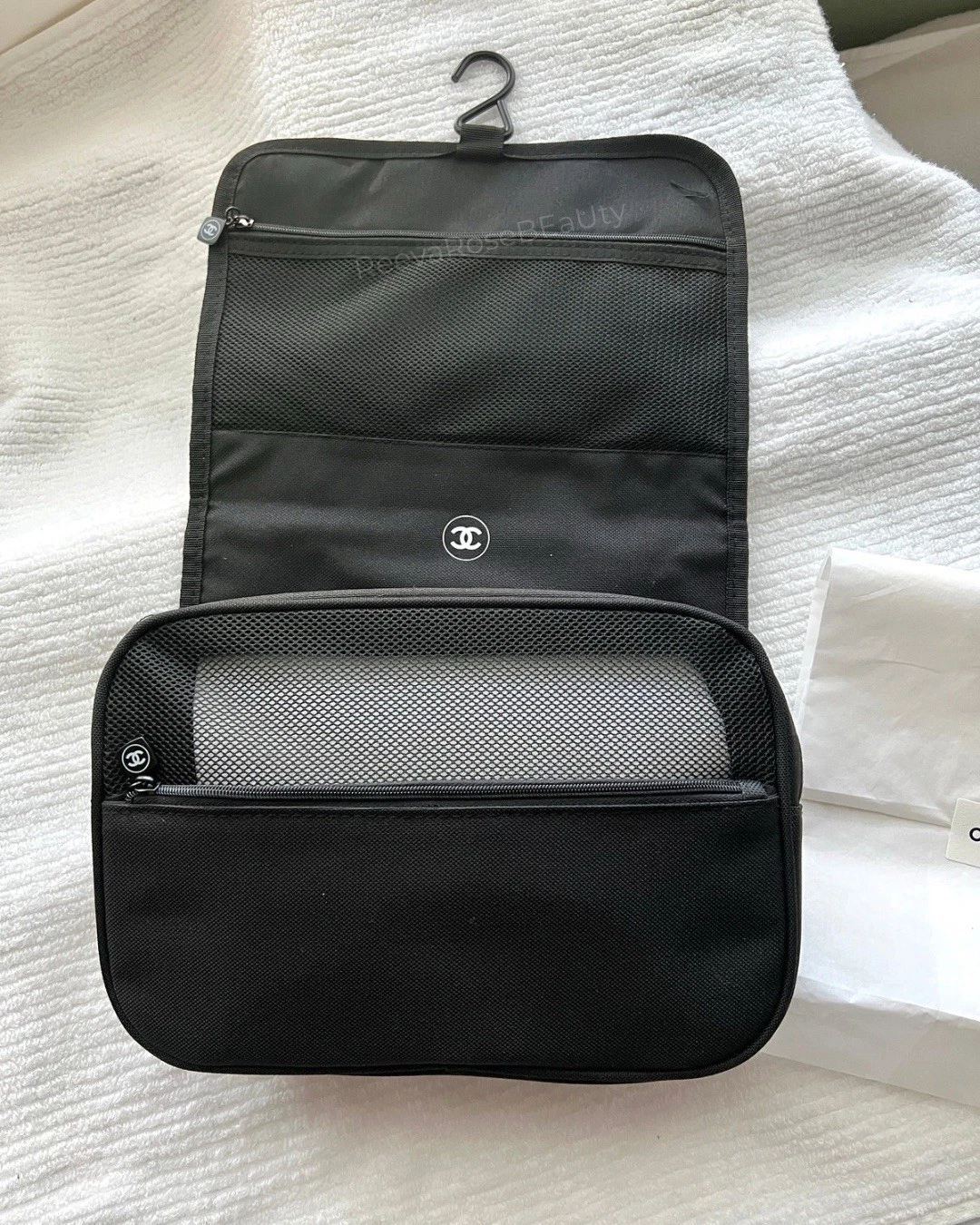 Authentic Chanel Beaute Black Hanging Travel Toiletry Bag Cosmetic Pouch BNIB