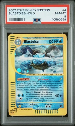 2002 POKEMON EXPEDITION #4 BLASTOISE-HOLO PSA 8