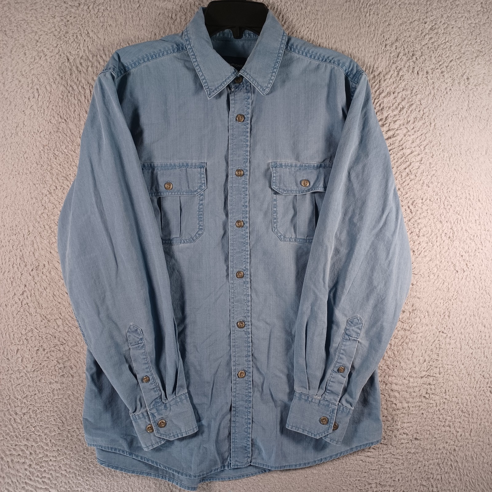 Basic Editions Mens Purplish Gray Button-Down Shi… - image 1