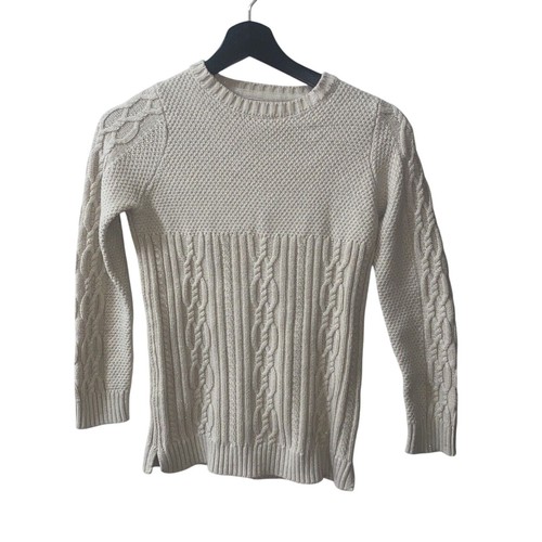 Tommy Bahama Girls Sweater Beige Glitter Cable Knit Crew Neck Ribbed Size 10/12