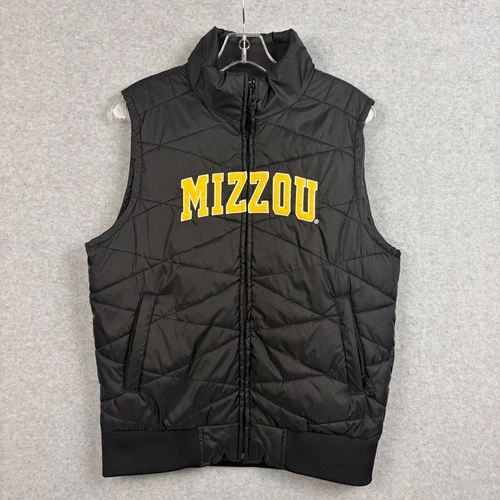 Colosseum Mens Mizzou Tigers Quilted Puffer Vest L Black Missouri NCAA Embroider - product listing photo