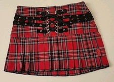 Y2K Goth Punk TRIPP NYC DAANG GOODMAN Corseted Red Plaid Pleated Mini Skirt Mini