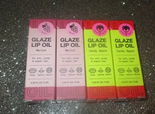 4x INNBEAUTY Project Glaze Lip Oil Gloss MERLOT, CANDY APPLE NIB