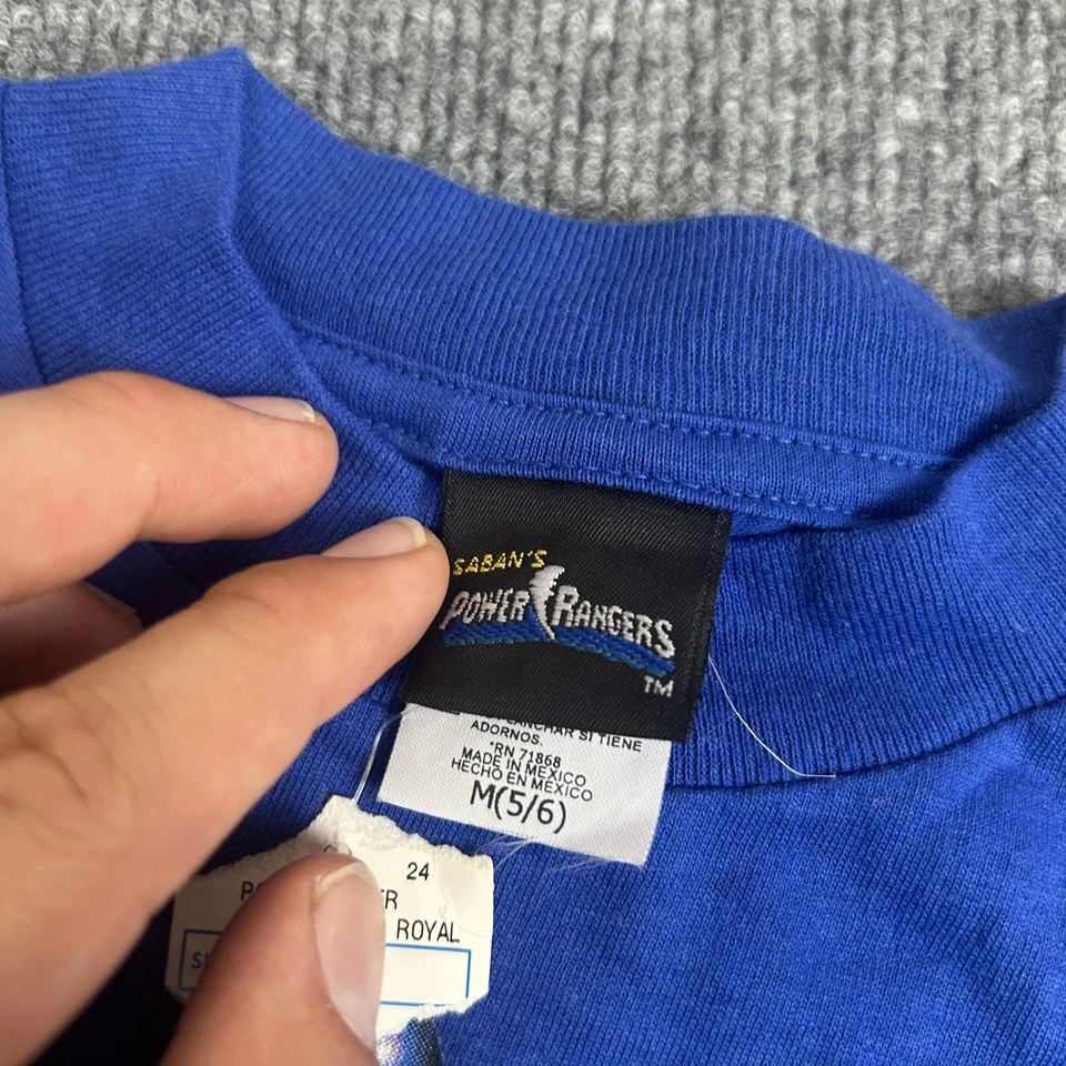 Camisa De Colección Power Rangers Time Force Niños Mediana 5/6 Azul Gráfico Saban 00s Foto 4 de 4