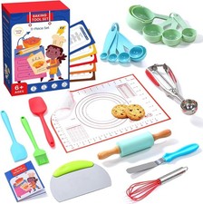 Kids Baking Set with Utensils and Cookbooks for Children Age 6 Plus, Montessori