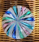 Vintage Latticino, Ribbons Murano Art Glass Paperweight.