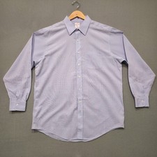 Brooks Brothers Men's Blue Check Long Sleeve Non-Iron Dress Shirt Size 16.5-34