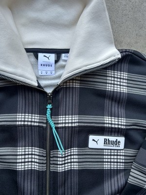 Puma Rhude XTG Track Jacket Mens M Black Plaid Check Track Jacket