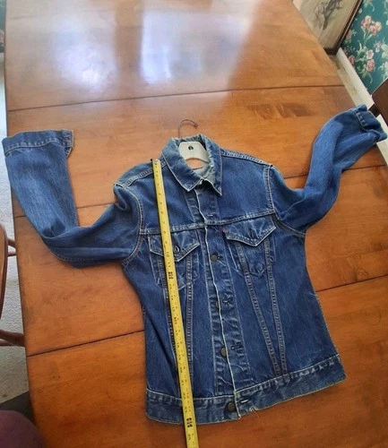 Vintage 60s Levis Big E Type 3 Denim Trucker Jacket Dark Indigo 36 18x24 70505 image 3
