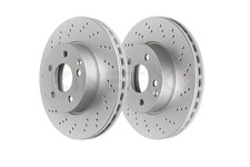 FOR BENTLEY CONTINENTAL FLYING SPUR REAR DRILLED COATED BRAKE DISCS PAIR 335mm