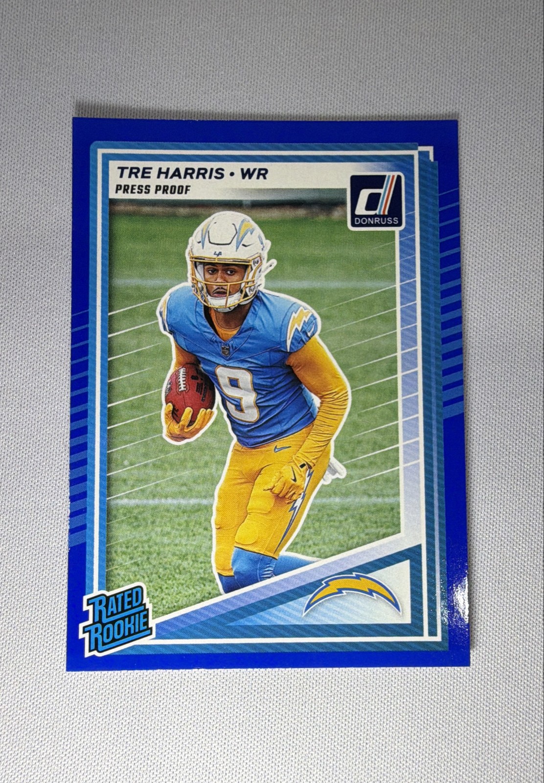 2025 Panini Donruss - Rated Rookie Tre Harris #329 Press Proof Blue (RC)