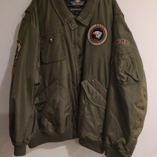 Harley Davidson Genuine MotorClothes Olive Green Bomber Jacket Patches 5XL