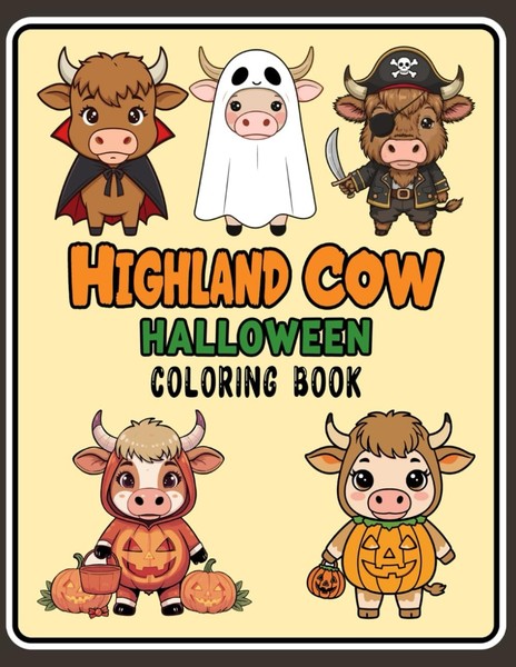 Malbuch Highland Cow Halloween: SüßE & Gruselige KüHe Zum Ausmalen FüR Kinder &-image