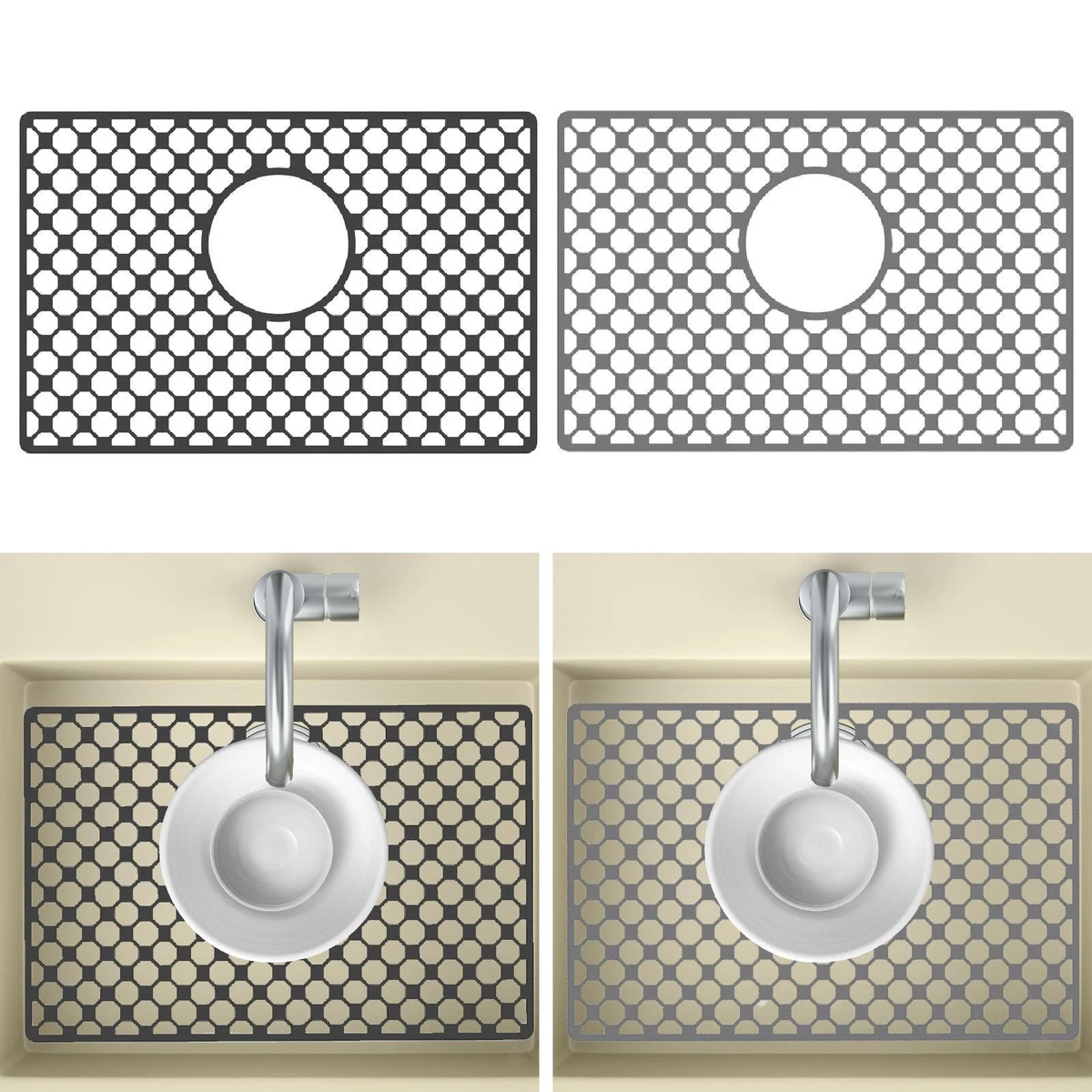 2 Pezzi Tappetini Lavandino Cucina, 30 * 40 cm Tappetino Scolapiatti Rapido, PVC Tappetino Drenaggio Lavandino, Affettabile Tovaglietta per Lavello, Tappeto Lavello Cucina per Piatti, Bicchieri