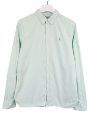 ALLSAINTS Hawthorne LS Shirt Shirt Men's LARGE Washed Blue Logo Long Sleeve